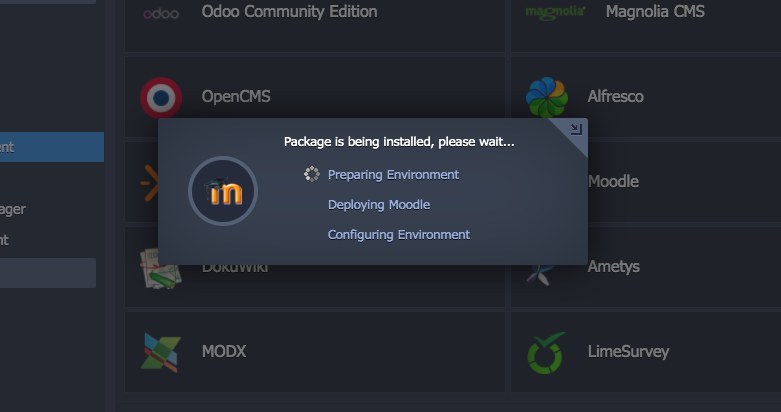 Progresso deploy Moodle