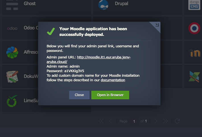 Deploy Moodle completato