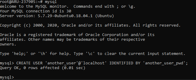 Creazione utente MySQL