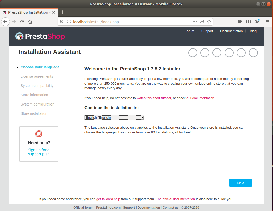 Installazione Prestashop