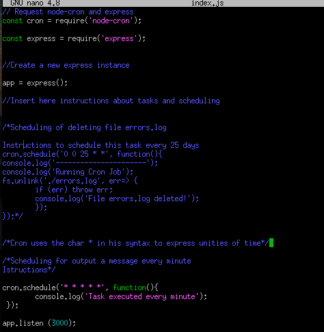 Esempio script Node Cron