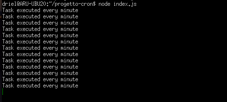 Output scritta Node Cron