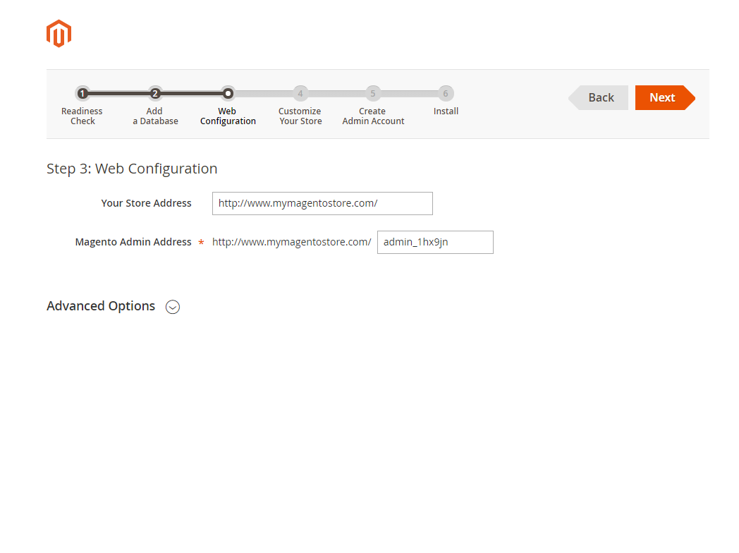 configurazione Magento