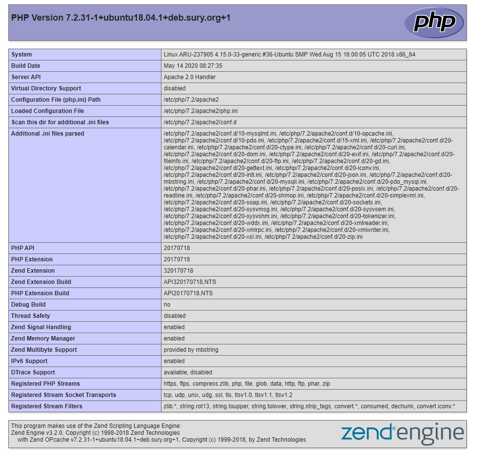 Pagina Phpinfo