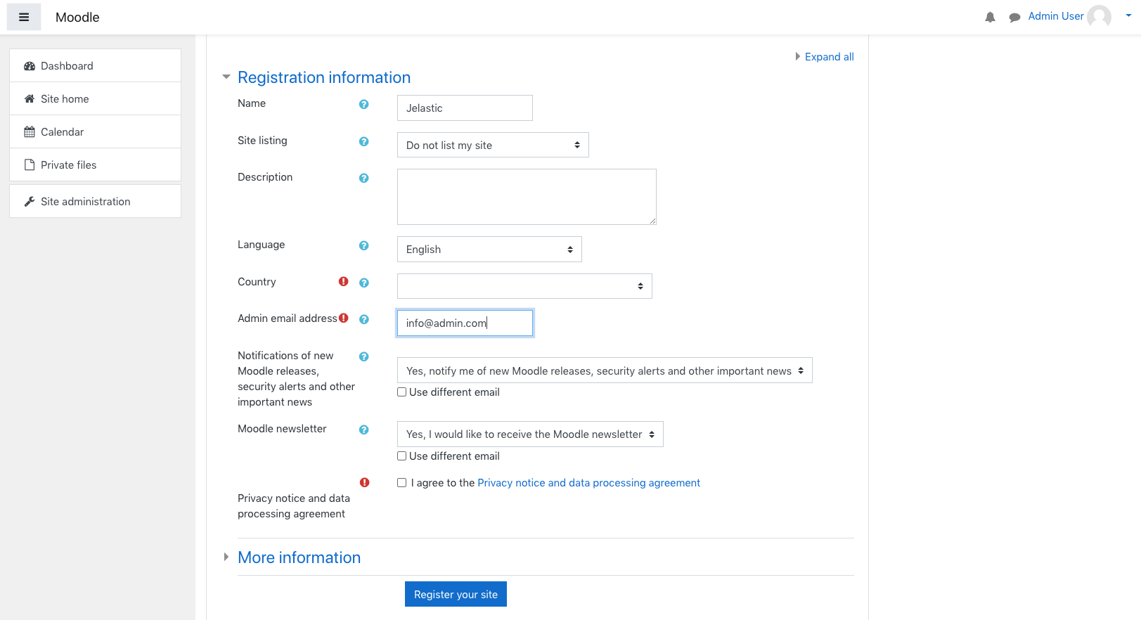 Completamento Registrazione Moodle