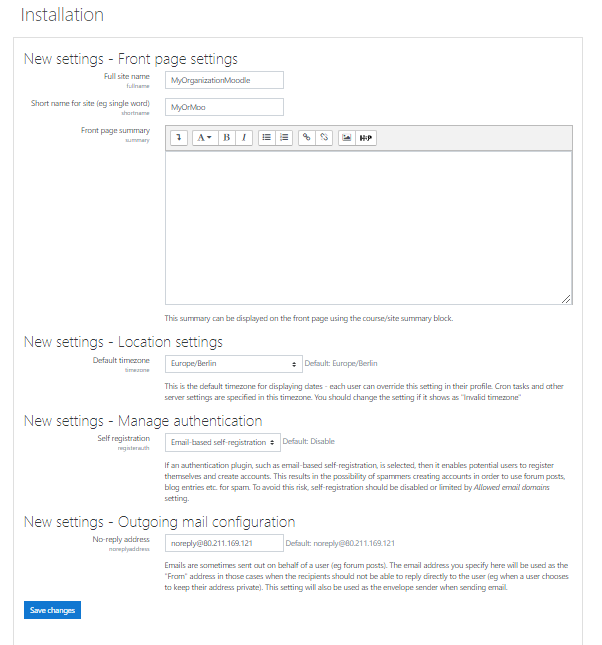 Parametri Moodle