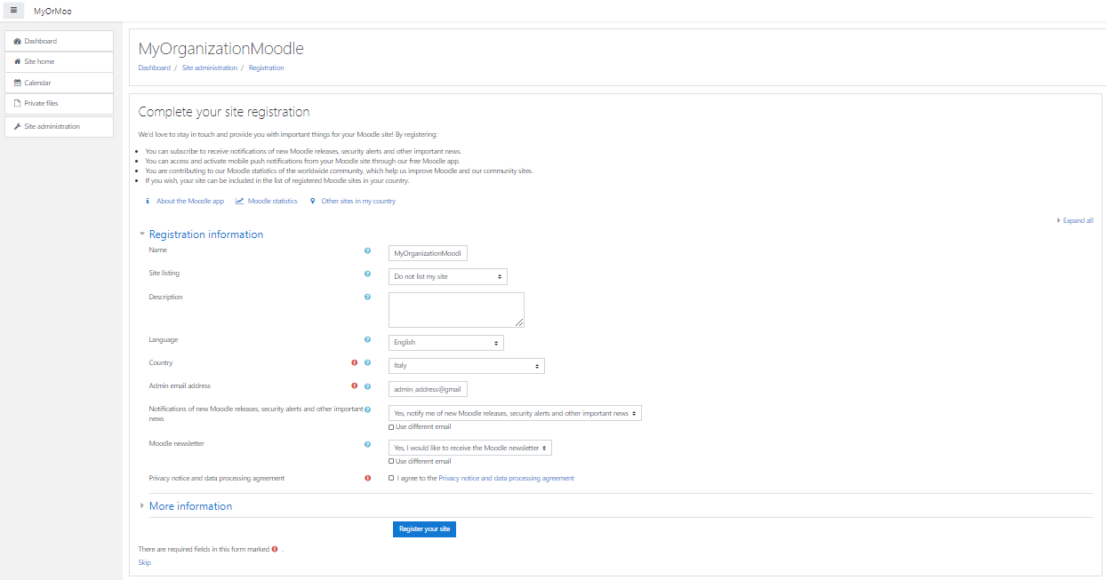 Completa registrazione