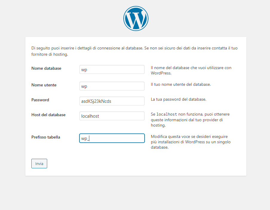 Installazione di Wordpress