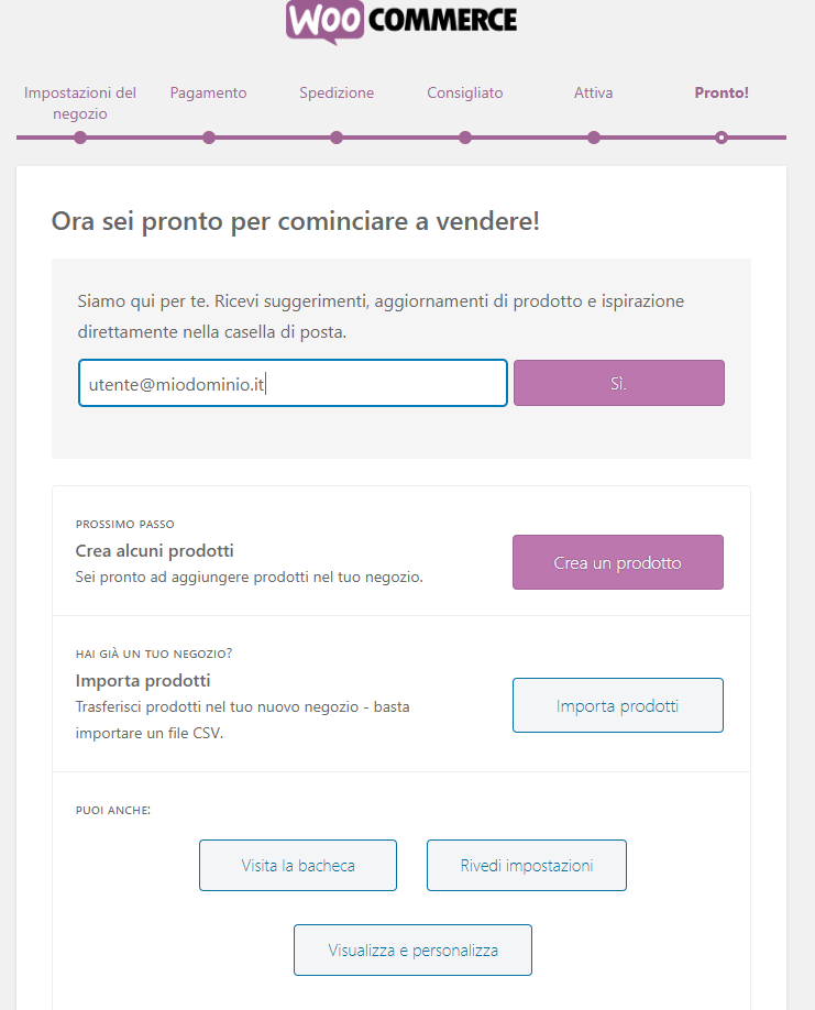 Inizia ad utilizzare WooCommerce