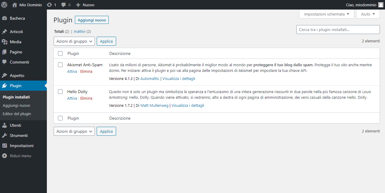 Lista plugin WordPress