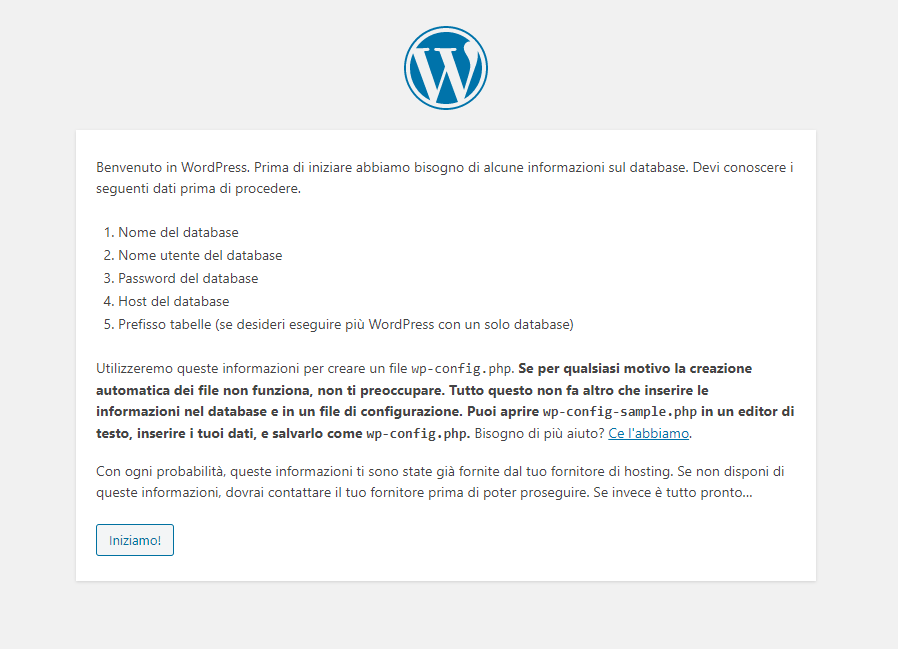 Installazione di Wordpress