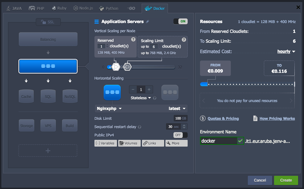 Configurazione ambiente su Jelastic Cloud