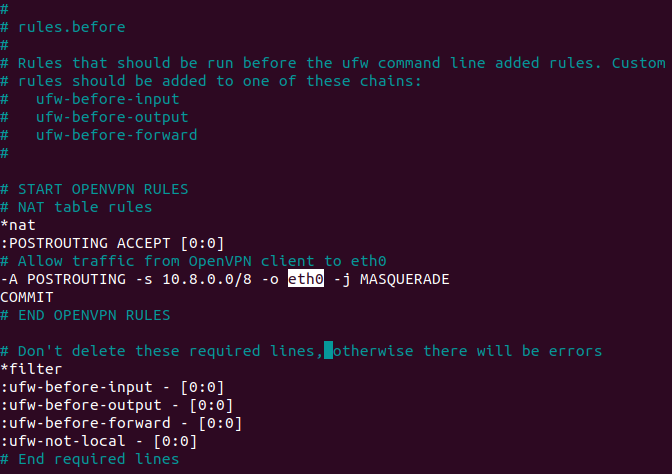 Configura la rete di OpenVPN