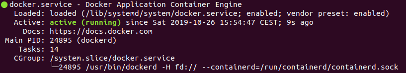 Stato del servizio Docker