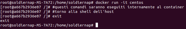 Shell del container Docker