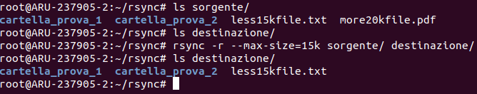 Copia di file in base alla dimensione con rsync