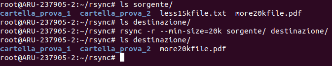 Copia di file in base alla dimensione con rsync