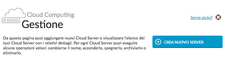 Aruba Cloud - Crea un nuovo server