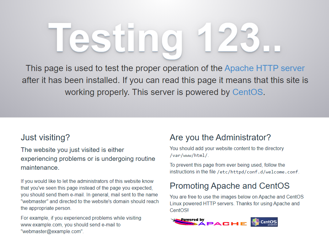 Pagina test Apache