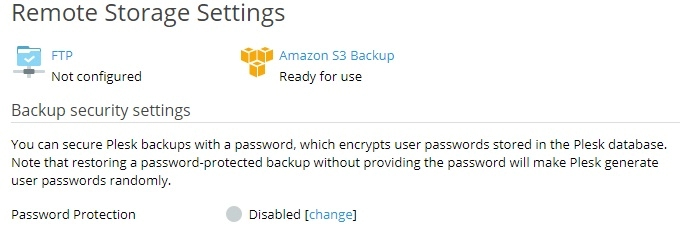 Protezione Backup con Password Plesk